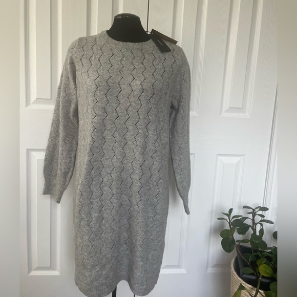 Sweater dress pointelle crochet knit womens large - Picture 1 of 3